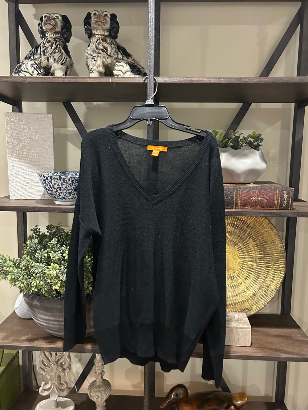 Joe Fresh Black V-Neck Women's Sweater